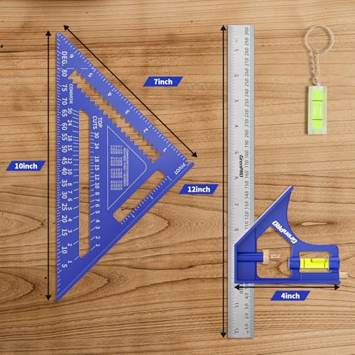 Combination Square Set, 7 & 12 Inch Aluminum Zinc Carpenter Tool