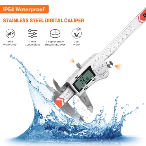 HARDELL Digital Caliper, IP54 Waterproof Caliper Measuring Tool with
