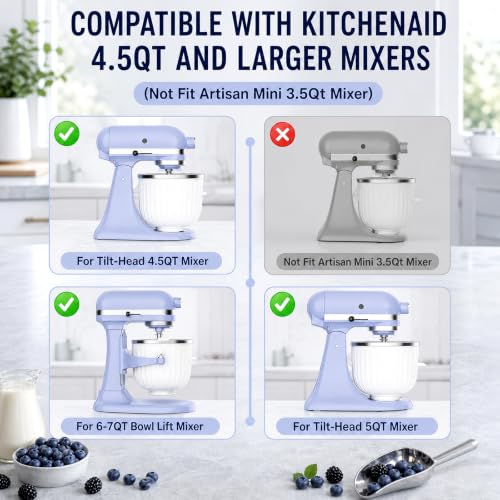 GVODE Ice Cream Maker Attachment for KitchenAid Stand Mixers - Stripes