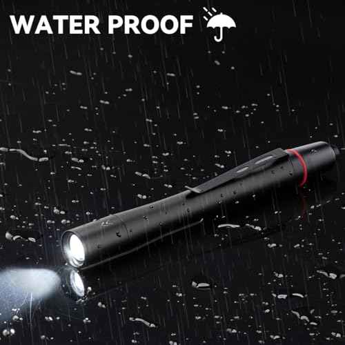 3Pack Pen Flashlight, Pen Light Flashlights High Lumens, Small LED Flashlight, Adjustable Tactical Flash Light, Waterproof Pocket Flashlights with Clip, Aluminum Mini Lights for Inspection Emergency