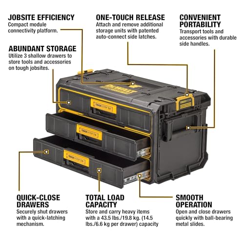 DeWalt ToughSystem 2.0 3-Drawer Tool Organizer DWST08330 – Multi