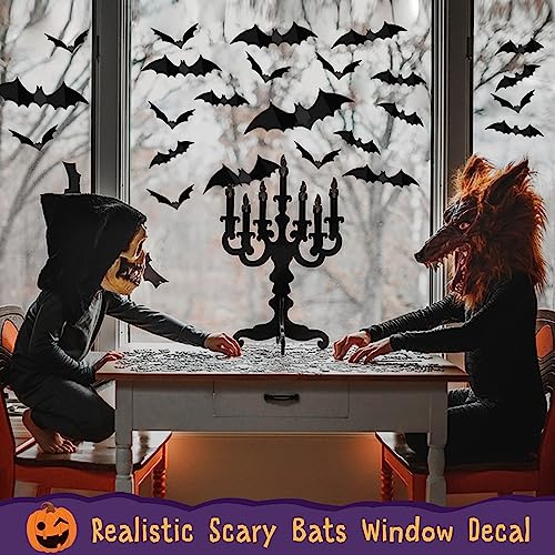 120PCS 3D Halloween Bat Wall Stickers Decor - Reusable PVC Bat Decorations