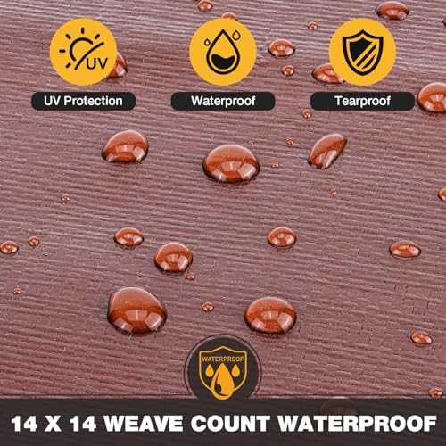Winpull 10x20FT Heavy Duty Waterproof Tarp Brown/Black 16mil UV Resistant Outdoor Cover