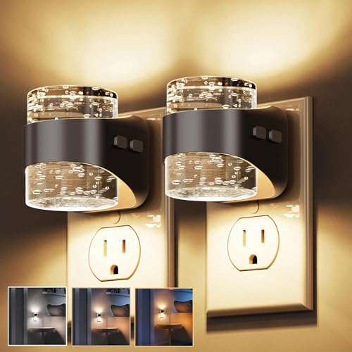 L LOHAS LED Night Light 2 Pack Black Bubble Wall Plug-In with 3 CCT & Brightness Levels