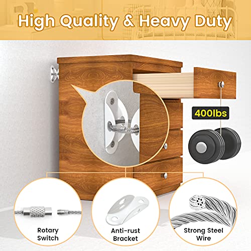Booda 10 Pack Furniture Anchors - Anti-Tip Baby Proofing Straps for Child Safety