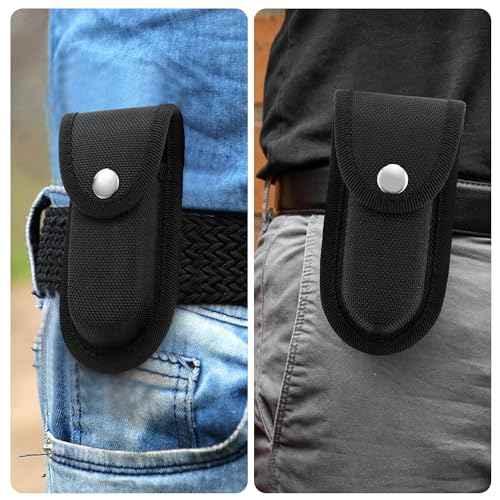 Nylon Pocket Knife Sheath, 4'' Multitool Pouch, Folding Knife Belt Sheath with Snap Closure and Vertical Carry Belt Loop, Multitool Case for Outdoor or Daily Use, Medium Size