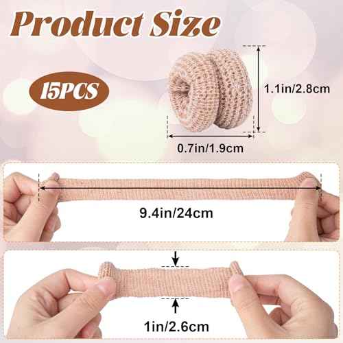 15pcs Cotton Finger Cots, Anti-Slip Elastic Finger Sleeve, Breathable Finger Protectors for Construction Gardening Kitchen Carving- Skin Color
