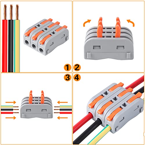 XHF 90PCS Electrical Wire Connectors Lever Wire Nuts for Circuit Splicing
