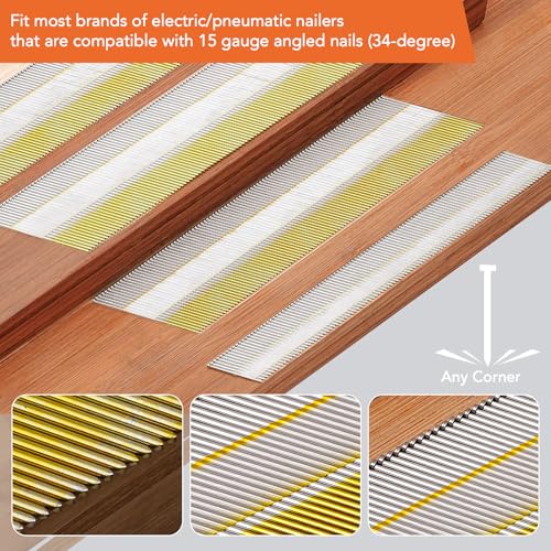 PINOZE Stainless Steel 15 Gauge Angled Finish Nails 34-Degree Assorted Sizes 900-Pack