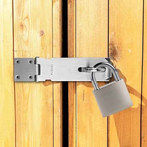 1 Set Stainless Steel Padlock Lock, Door Lock Lock, Padlock Latch Heavy Duty Buckle Latch with Lock Key for Cabinet Closet Door Latch Buckle, 5 Inch