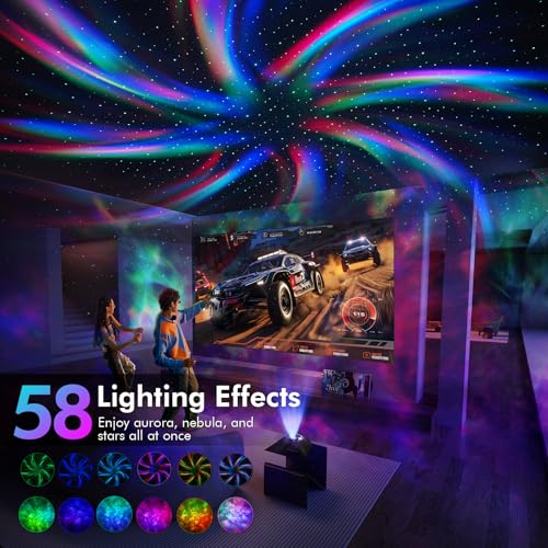 Rossetta Space Black Dual Lens Galaxy Star Projector Night Light with Aurora & Bluetooth
