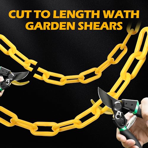 60 Feet Plastic Barrier Chain Yellow,1.5-Inch Link Diameter Safety Barrier Chain£¬Large Plastic Chain£¬6MM Plastic Barrier Chain£¬Plastic Chain Links