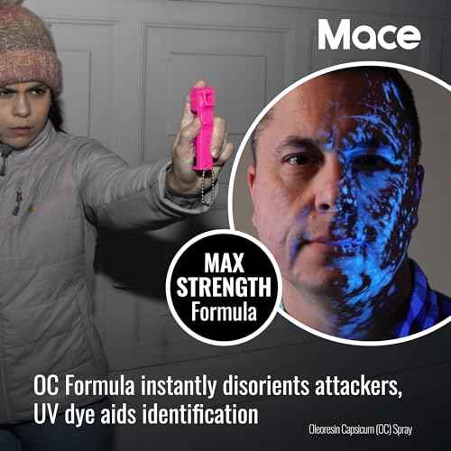 Mace Pepper Spray - Pocket & Personal Models, Max Strength 10% OC Formula, Long Lasting UV Dye, Safety Lock, Self Defense Pepper Spray for Women & Men