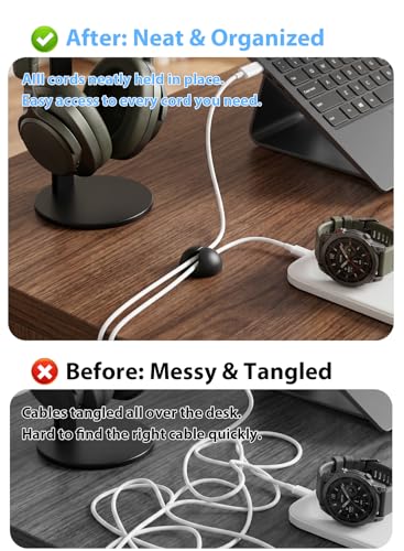 Shintop Small Black Cord Holder Pack of 6 | Self-Adhesive Cable Clips for Nightstand