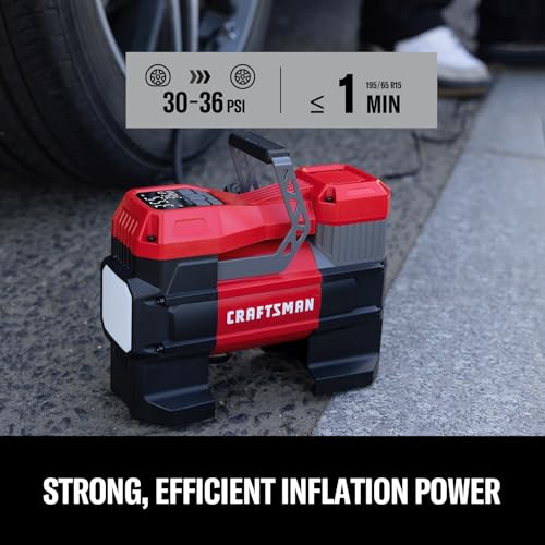 CRAFTSMAN 12V Portable Tire Inflator with Digital Pressure Gauge & Auto Shut-Off
