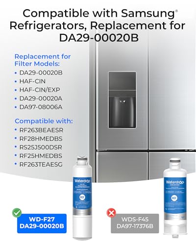 Waterdrop 3-Pack Refrigerator Water Filter Replacement for Samsung HAF-CIN/EXP, NSF Certified