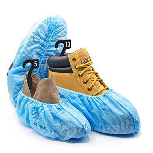 22 Premium XL Booties -Thick Extra Large Disposable Boot & Shoe Covers, Non Slip Water Resistant Foot Protectors, Construction Durable 42GSM for Indoors Outdoors, Up to US Men 13, Women 15