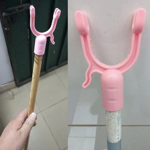 NentMent 4 Pack Clothes Hanger Reaching Hook Replacement 5/8 Inch Telescopic Adjustable Clothes Hook Pole End Hook Parts for Replacement Parts for Clothes Pole Forks 0.62in Plastic Fork Heads