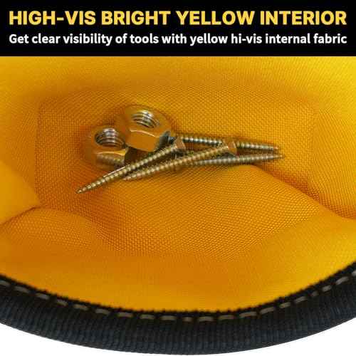 MELOTOUGH Electrician Tool Pouch with Belt,Tool Bag,13 Pockets Small Tool Pouch Designed for Electrician,Carpenter,Construction,Yellow