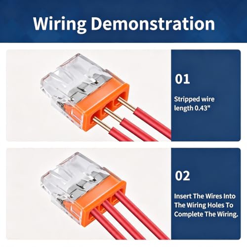 JINHconnect 3-Conductor Wire Connectors Kit 100pcs Push-In Nuts for 18-13 AWG Wiring