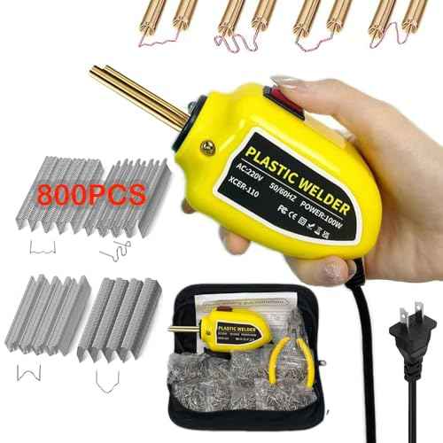 100W Portable Plastic Welder Kit with 3S Instant Heat, 800 Staples (4 Types), LED Light & Storage Bag - 220V Plastic Welding Gun for Car Bumper