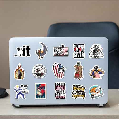 BEATRI Welding Stickers 50Pcs Hard Hat Welding Tool Box Welder Stickers Vinyl Waterproof for Helmet, Water Bottles Welder Decals Stickers for Journaling, Laptop, Phone for Adult