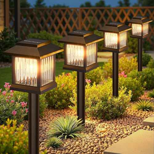 KOOPER 10 Pack Solar Pathway Lights Outdoor, Unique Solar Garden Lights Outdoor Waterproof, Bright Walkway Llights UP to 10 Hours of Lighting Decorative for Landscape Path Driveway Lawn Patio Yard