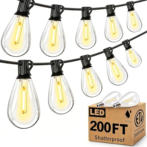 Tenmiro 200FT Outdoor String Lights with Shatterproof S11 Bulbs Waterproof Patio Decor