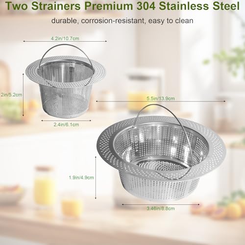 Moruiero 2Pack Pulp Strainer for Nama J2 Cold Press Juicer - 5.5" & 4.2" 304 Stainless Steel