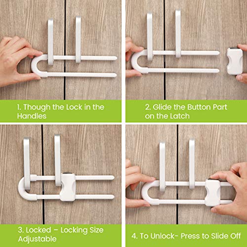 Jetec Baby Proof Cabinet Locks 10 Pack White No Drilling Child Safety