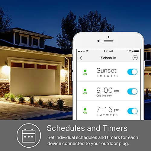Kasa Outdoor Smart Wi-Fi Plug KP401 - 1 Socket, Weather-Resistant, Timer