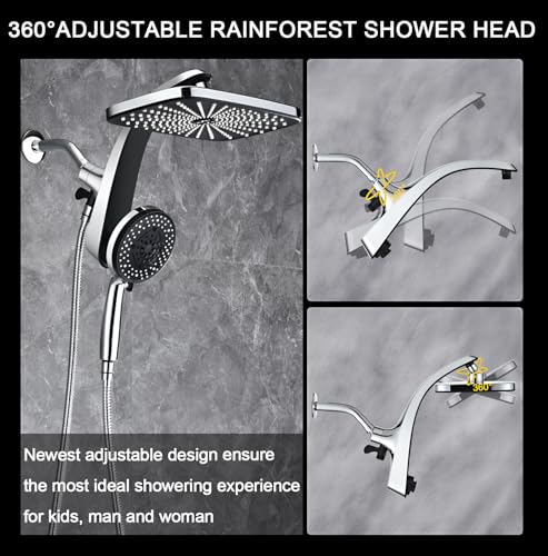 Rain Shower Head with Handheld Spray Combo Chrome 1.8 GPM 460311 - BOZYBO