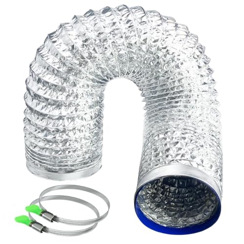 Pet Time Dryer Vent Hose 4 Inch Flexible Aluminum Duct with 2 Stainless Clamps, 3 ft