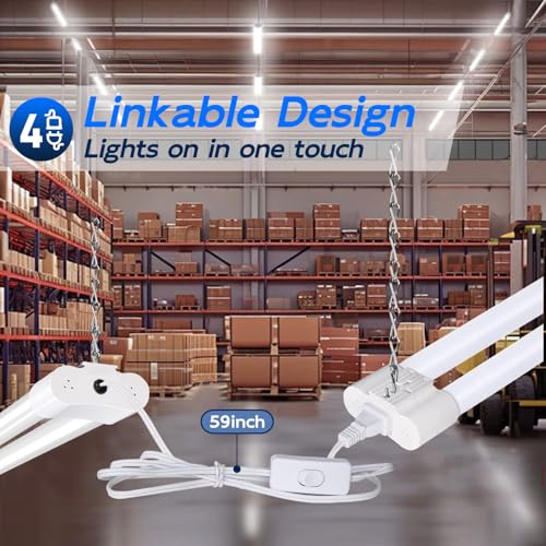 Hykolity 4FT LED Shop Light White, 42W (250W Equivalent), 4400LM, 5000K Daylight