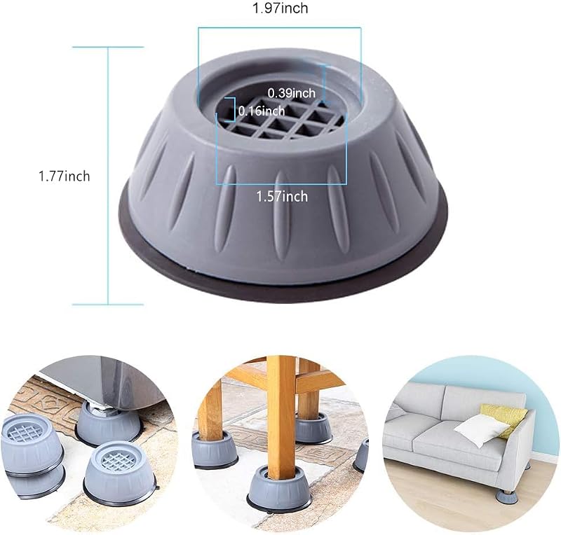 MWELLEWM 4-Pack Anti-Vibration Pads for Washing Machine & Dryer, 1.57in x 0.16in Rubber Feet