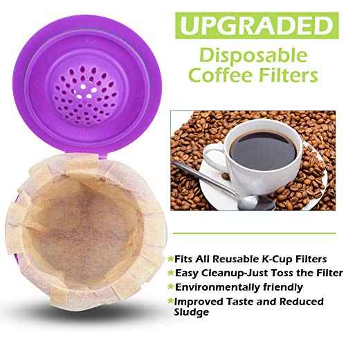 CAPMESSO Disposable Coffee Paper Filters Replacement Kerig Filter Compatible with Reusable Single Serve Pods Keurig Coffee Maker-300 Count (Natural)