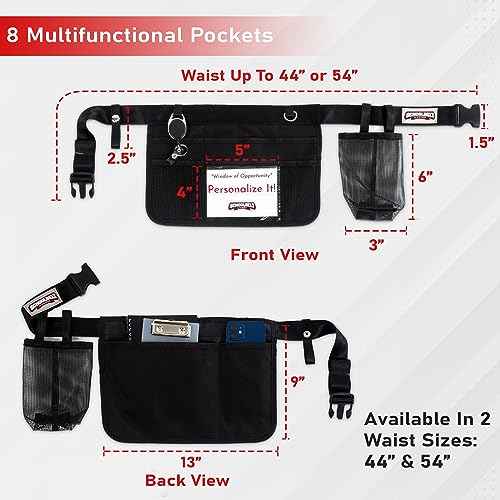 Premium Teacher Apron / 8 Varied Pockets/ID Sleeve/Drink Pouch/Retractable Key Carabiner/Teachers & Mobile Workers