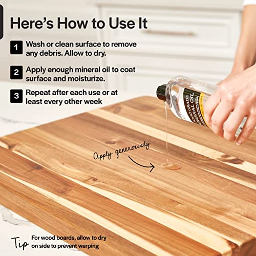 Thirteen Chefs Mineral Oil 8 oz Food Grade Conditioner for Cutting Boards & Kitchen Surfaces