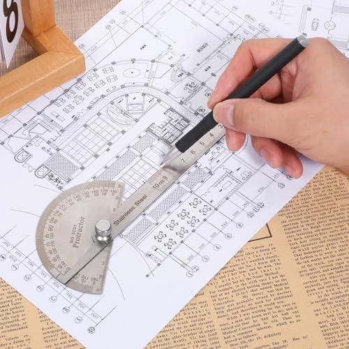 Stainless Steel Protractor Ruler 0-180° Angles 10 cm Bevel Gauge – Exircy