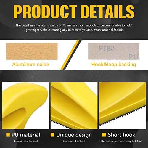 Micro Sander Kit 3.5"x1" Mini Sander for Small Projects Micro Detail Handle Sanding Tools 120 Sheet Sandpaper for Wood DIY Handicrafts Polishing Sanding (P80/P120/P180/P240/P400/P600)