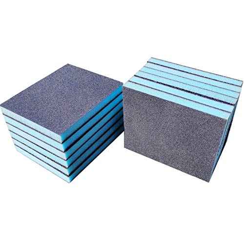 12 Pack 100 Grit Medium Grade Sanding Blocks, Washable and Reusable Sand Sponge for for Brush Pots, Polishing Wood and Metal