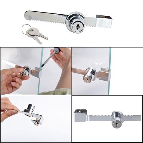 Sliding Glass Door Ratchet Lock with Chrome Finish – Keyed Alike, Fits 4-8mm Glass, Secure Showcase Display Case Lock for Cabinets, Retail Stores & Home Use - 2 Pack