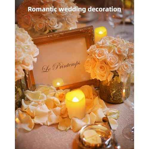 SHYMERY Flameless Votive Candles,Flameless Flickering Electric Fake Candle,24 Pack 200+Hour Battery Operated LED Tea Lights in Warm White for Wedding, Table, Halloween,Christmas Decorations 1.5"X1.7"