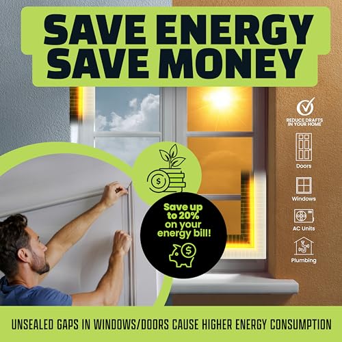 Alien Draft Seal Set of 49 Feet - Flexible Door & Window Gap Insulation Kit
