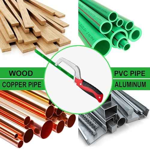 Hacksaw, Aluminum Frame Compact Hand Operating Hand Saw with 12 Inch Flexible Bi-Metal Blade, Mini Hack Saw for Metal and Woodworking