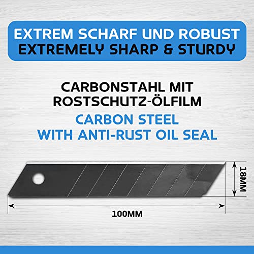 E?Werk - Box Cutter Blade Set - Black, 25 Pack - 18mm Utility Knife Replacement Blades - Heavy Duty Carbon Steel Snap Off Blades - Blade Refills for Utility Knives & Box Cutters