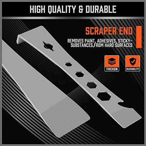 HORUSDY 2-Piece Pry Bar Scraper Set, Stainless Steel Flat Pry Bars with Hex Screwdriver Function, 6-11/16¡± & 9-1/2¡± Multi-Purpose Nail Puller, Trim, Demolition & Repair Tools