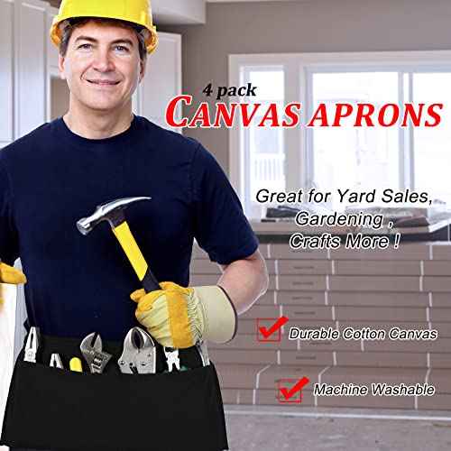 JenPen 6 Pcs Nail Apron Canvas Waist Apron Bulk for Carpenters with 2-pocket Work Unisex Cloth Tool Belt Washable Utility for Men Women Adults Woodworkers, Artists, and Other Crafts People