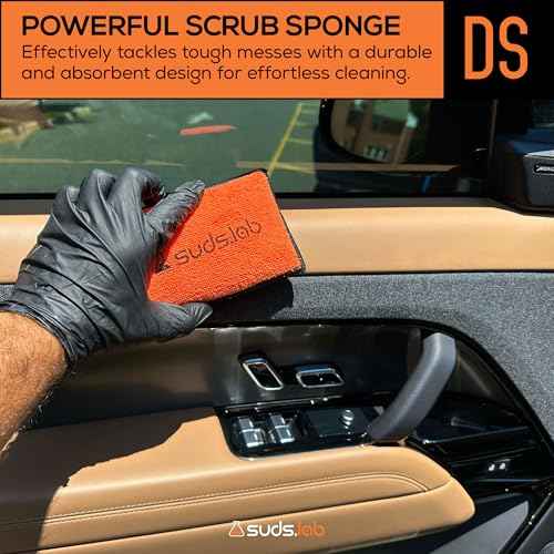 Suds Lab DS Microfiber Detailing Scrub Pad 2 Pack - Car Interior Cleaning & Detailing Microfiber Scrub Pads - Safe On Leather, Vinyl, Plastic, Etc.