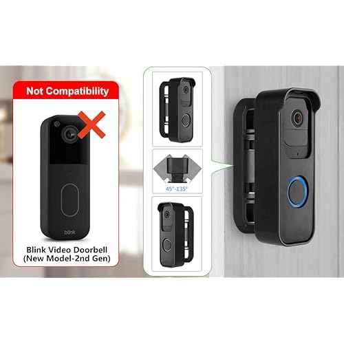 Adjustable Door Mount for Blink Video Doorbell (2021-1st Gen), Adhesive Doorbell Mounting Bracket Accessories for Security System with No Drilling, Not for Blink Video Doorbell (2025-2nd Gen) - Black
